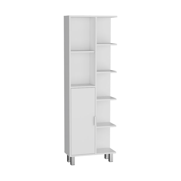 English Elm Crovie 63" High Bathroom Linen Cabinet White – Slim 7-Shelf Engineered Wood Storage Organizer B070P173184