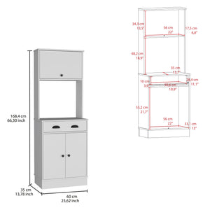 English Elm Tampa Tall Kitchen Pantry Cabinet with Drawer and Dual Doors, Engineered Wood, Compact Storage White 37.8 L x 20.1 W x 8.3 H B070P173168