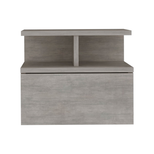 English Elm Adele Floating Nightstand with Drawer and Open Shelves — Wall-Mounted Storage, Easy Assembly, Modern Bedroom Solution Grey 18.1 L x 17.3 W x 3.9 H B200P173189