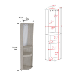 English Elm Chicago Corner Bar Cabinet with Glass Doors, Mirror Center, Wine Glass Rack & Two Open Shelves for Stylish Storage Grey 42.1 L x 24.8 W x 5.5 H B070P173191