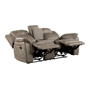 English Elm Classic Microfiber Reclining Loveseat with Console Storage and Tufted Pillow Arms B011P173407