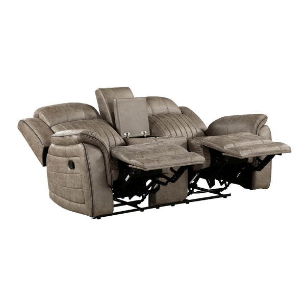 English Elm Classic Microfiber Reclining Loveseat with Console Storage and Tufted Pillow Arms B011P173407