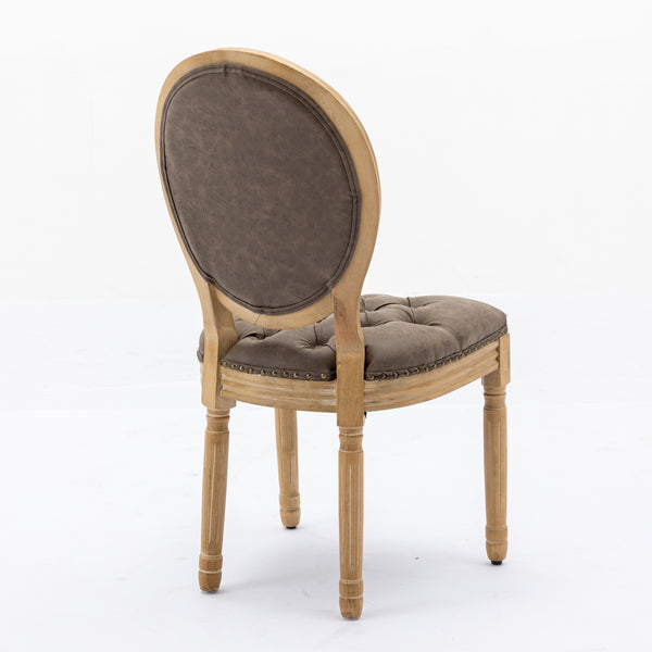 English Elm French Solid Wood Dining Chair with Nailhead Trim, High-Density Foam & Steel Spring Cushion, Hand-Pulled Backrest Upholstery, Supports 300 lbs, Elegant Antique-Style Frame Brown W1143P166792