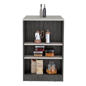 English Elm Portree Multicolor Kitchen Island with 3-Side Shelves, Engineered Wood Top 23.2x36.2" - Versatile Storage B070P173193