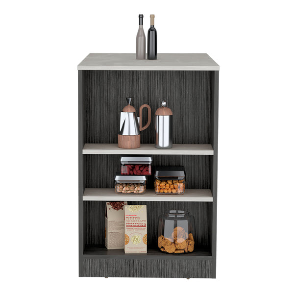 English Elm Portree Multicolor Kitchen Island with 3-Side Shelves, Engineered Wood Top 23.2x36.2" - Versatile Storage B070P173193