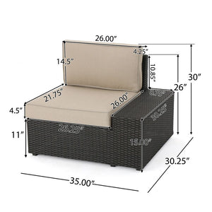 English Elm Christopher Knight Home® - Santa Cruz Outdoor 8-Piece Sectional Set - Elegant Weather-Resistant Comfort For Patios & Lounges SANTACRUZBRN8PCS