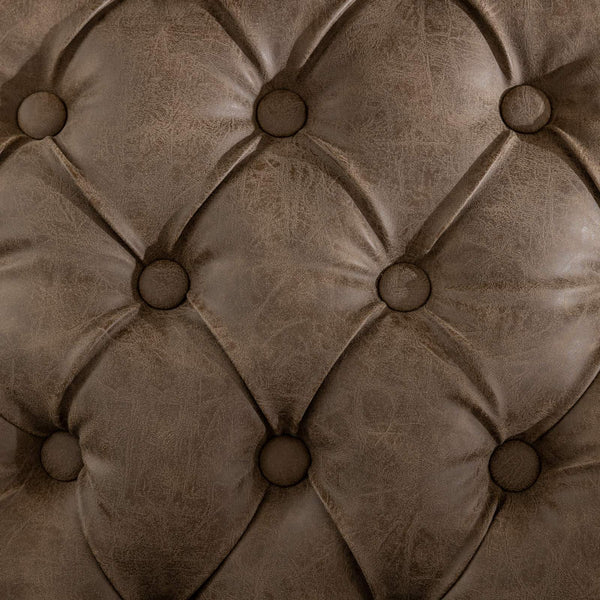 English Elm French Solid Wood Dining Chair with Nailhead Trim, High-Density Foam & Steel Spring Cushion, Hand-Pulled Backrest Upholstery, Supports 300 lbs, Elegant Antique-Style Frame Brown W1143P166792