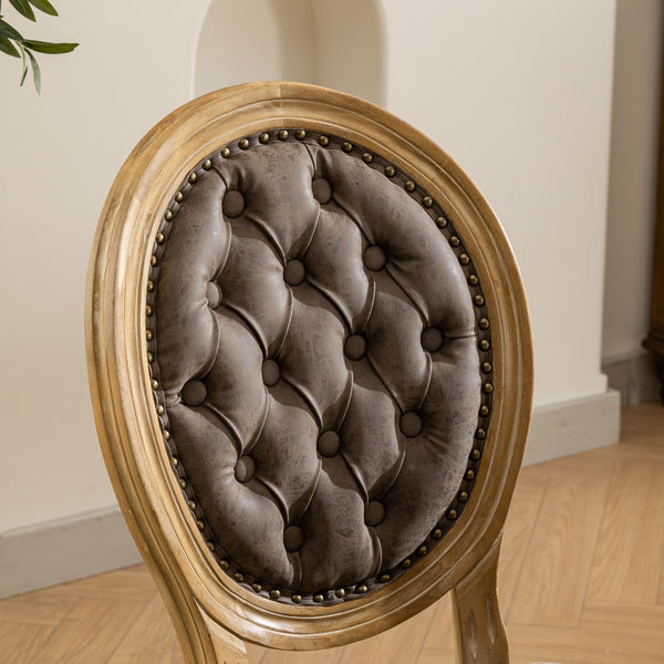 English Elm French Solid Wood Frame Dining Chair with Hand-Pulled Backrest, Nailhead Trim, High-Density Foam Comfort Brown W1143P166792