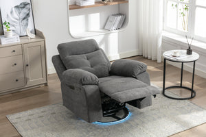 English Elm Power Recliner Glider Chair with Bluetooth Speaker, 270° Swivel, LED Light, USB & Type-C Ports, Storage Pockets, Button Controls W1203P173383