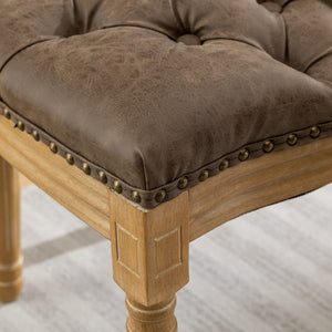 English Elm French Solid Wood Frame Dining Chair with Hand-Pulled Backrest, Nailhead Trim, High-Density Foam Comfort Brown W1143P166792