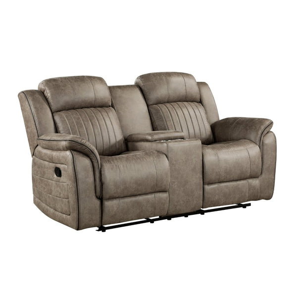 English Elm Classic Microfiber Reclining Loveseat with Console Storage and Tufted Pillow Arms B011P173407