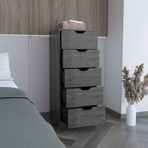 English Elm Basilea Slim 5-Drawer Tall Dresser with Smooth Pull-Out System for Small Spaces and Organized Living Brown 45.2 L x 20 W x 5.1 H B070P173186