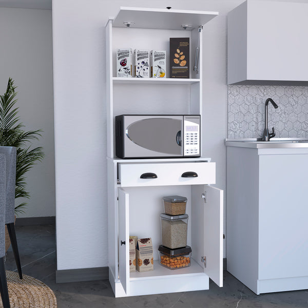 English Elm Tampa Tall Kitchen Pantry Cabinet with Drawer and Dual Doors, Engineered Wood, Compact Storage White 37.8 L x 20.1 W x 8.3 H B070P173168