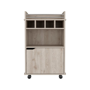 English Elm Phoenix Engineered Wood Bar Cart with 2 Open Shelves, 4 Bottle Cubbies and Cabinet for Compact Spaces Beige 32.3 L x 32.3 W x 5.9 H B070P173180