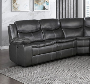 English Elm Modern Three Piece Power Reclining Sectional Faux Leather Usb Charging Living Room B011S00856