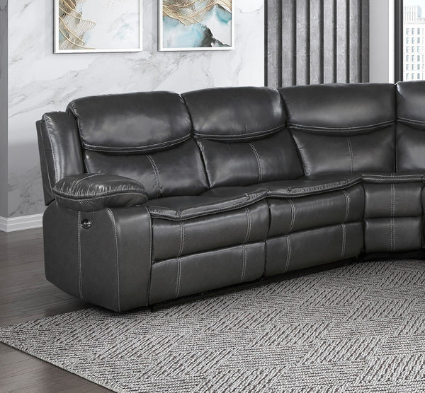 English Elm Modern Three Piece Power Reclining Sectional Faux Leather Usb Charging Living Room B011S00856