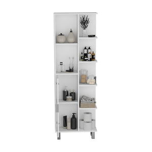 English Elm Crovie 63" High Bathroom Linen Cabinet White – Slim 7-Shelf Engineered Wood Storage Organizer B070P173184