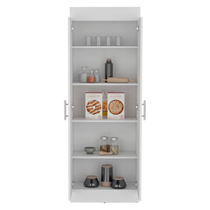 English Elm Nepal Pantry Cabinet with Five Deep Shelves for Kitchen Organization, Engineered Wood, Two-Door Design White 73.2 L x 16.5 W x 5.5 H B070P173199