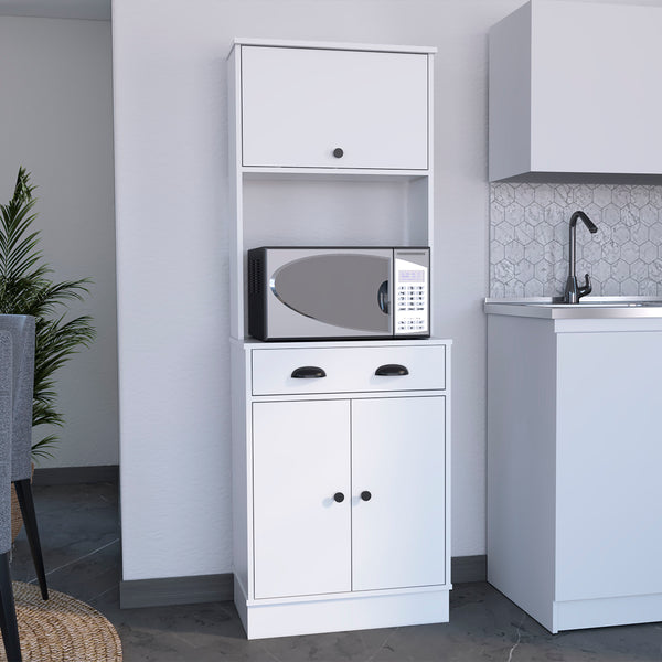 English Elm Tampa Kitchen pantry with drawer and dual cabinets for space-saving storage in laminate engineered wood cabinetry White 37.8 L x 20.1 W x 8.3 H B200P173168