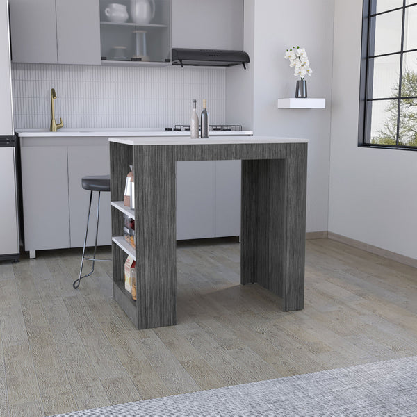English Elm Portree Multicolor Kitchen Island with 3-Side Shelves, Engineered Wood Top 23.2x36.2" - Versatile Storage B070P173193