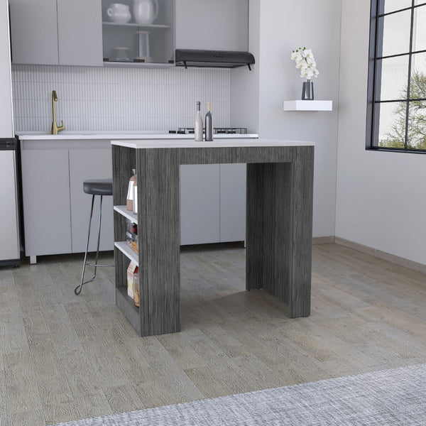 English Elm Portree Kitchen Island - Multi-Purpose With 3-Side Shelving For Efficient Meal Prep & Storage B200P173193-GIGA