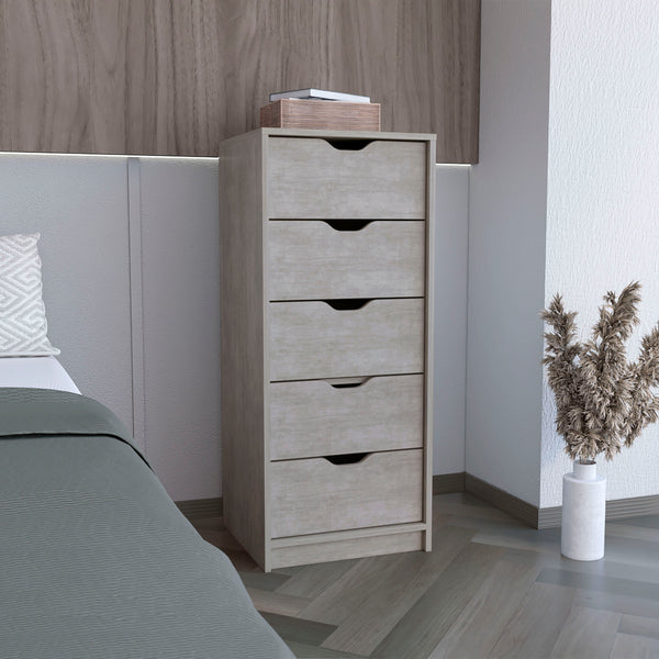 English Elm Basilea Slim 5-Drawer Tall Dresser with Smooth Pull-Out System for Small Spaces and Organized Living Grey 45.2 L x 20 W x 5.1 H B070P173185