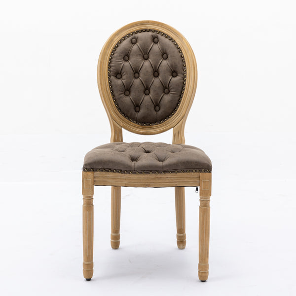 English Elm French Solid Wood Dining Chair with Nailhead Trim, High-Density Foam & Steel Spring Cushion, Hand-Pulled Backrest Upholstery, Supports 300 lbs, Elegant Antique-Style Frame Brown W1143P166792