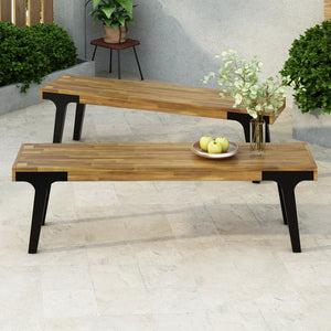English Elm Christopher Knight Home® - BENCH( Acacia Wood Outdoor Dining Table for 6 with Rust‑Resistant Metal Legs, UV Treated Teak Finish, 300 lb Capacity 74323.00