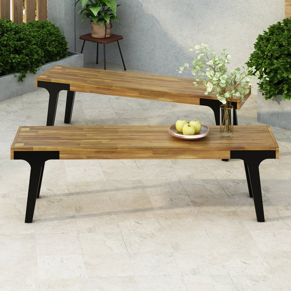 English Elm Christopher Knight Home® - BENCH( Acacia Wood Outdoor Dining Table for 6 with Rust‑Resistant Metal Legs, UV Treated Teak Finish, 300 lb Capacity 74323.00