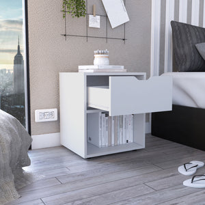 English Elm Aberdeeen Engineered Wood Nightstand with Smooth Sliding Drawer and Open Bottom Shelf for Bedrooms White 22.4 L x 19.3 W x 5.5 H B070P173171