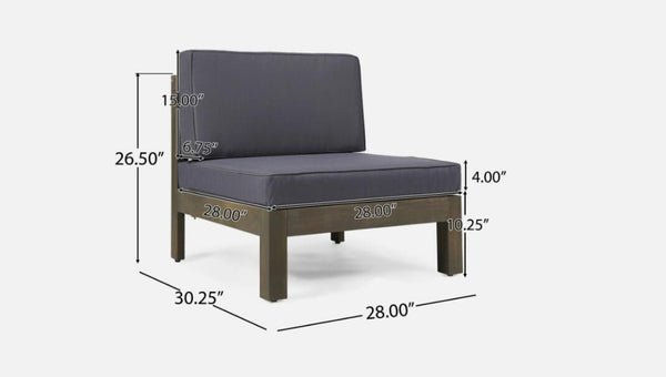 English Elm Brava Solid Acacia Cross-back Outdoor Armchair with Water-resistant Cushion Patio Seating 64491.00-64492.00-64493.00DGY