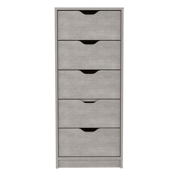 English Elm Basilea Slim 5-Drawer Tall Dresser with Smooth Pull-Out System for Small Spaces and Organized Living Grey 45.2 L x 20 W x 5.1 H B070P173185
