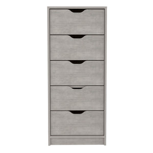 English Elm Basilea Tall 5-Drawer Dresser with Smooth Pull-Out System, Slim Engineered Wood Storage for Small Spaces Grey 45.2 L x 20 W x 5.1 H B200P173185