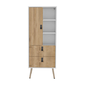 English Elm Huna Multicolor Tall Dresser with Door, 2 Drawers & Open Shelves — Engineered Wood, Elevated Legs, Stylish Storage B200P173201