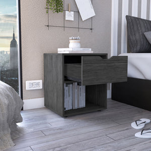 English Elm Aberdeeen Compact 19.7" High Nightstand with Smooth Glide Drawer, Open Shelf & Laminated Wood Finish Light Gray 22.4 L x 19.3 W x 5.5 H B200P173172