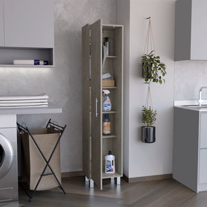 English Elm Laska Engineered Wood Storage Cabinet with Broom Hanger and Five Shelves for Neat Home Organization Grey 69.6 L x 20 W x 3.5 H B070P173187