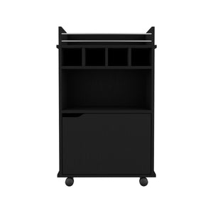 English Elm Phoenix Engineered Wood Bar Cart with 2 Open Shelves, 4 Bottle Cubbies and Cabinet for Compact Spaces Black 32.3 L x 32.3 W x 5.9 H B070P173181