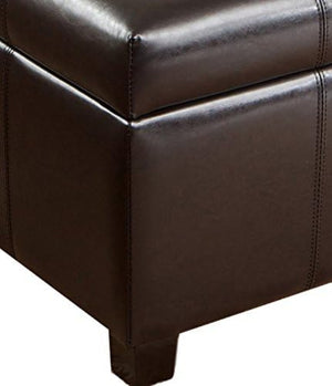 English Elm Richmond Tufted Faux Leather Storage Ottoman with Rosewood Legs for Living Rooms N767P360604E
