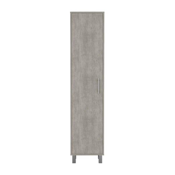 English Elm Laska Storage Cabinet with Broom Hanger and Five Shelves for Compact Organization and Tidy Spaces Grey 69.6 L x 20 W x 3.5 H B200P173187