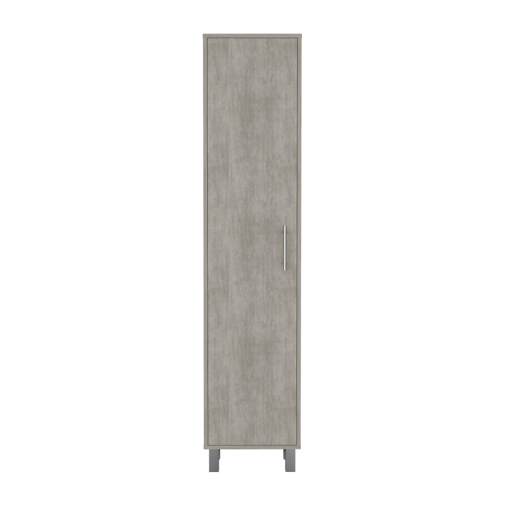 English Elm Laska Engineered Wood Storage Cabinet with Broom Hanger and Five Shelves for Neat Home Organization Grey 69.6 L x 20 W x 3.5 H B070P173187