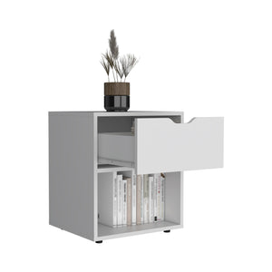 English Elm Aberdeeen Engineered Wood Nightstand with Smooth Sliding Drawer and Open Bottom Shelf for Bedrooms White 22.4 L x 19.3 W x 5.5 H B070P173171