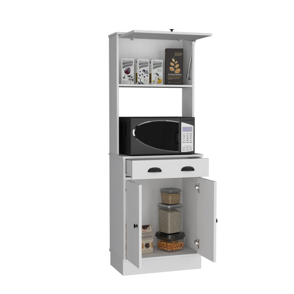 English Elm Tampa Tall Kitchen Pantry Cabinet with Drawer and Dual Doors, Engineered Wood, Compact Storage White 37.8 L x 20.1 W x 8.3 H B070P173168