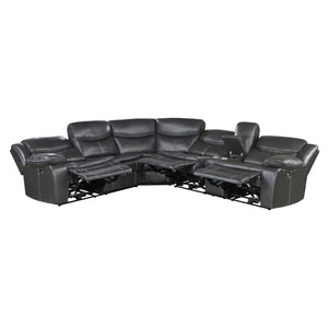 English Elm Modern Three Piece Power Reclining Sectional Faux Leather Usb Charging Living Room B011S00856