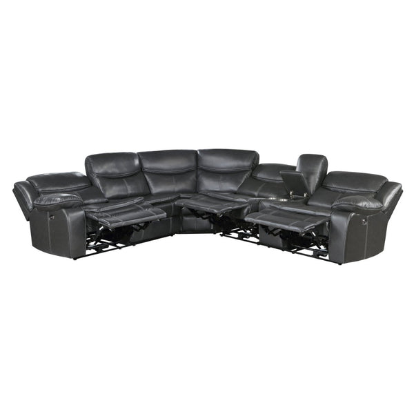 English Elm Modern Three Piece Power Reclining Sectional Faux Leather Usb Charging Living Room B011S00856