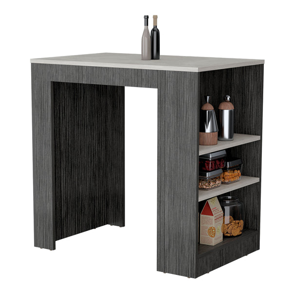 English Elm Portree Multicolor Kitchen Island with 3-Side Shelves, Engineered Wood Top 23.2x36.2" - Versatile Storage B070P173193