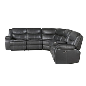 English Elm Modern Three Piece Power Reclining Sectional Faux Leather Usb Charging Living Room B011S00856