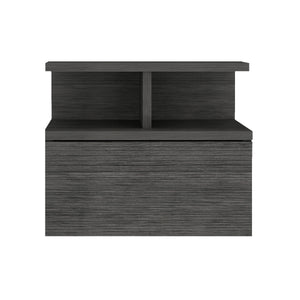 English Elm Adele Wall-Mounted Nightstand with Drawer and Open Shelves — Space-Saving Modern Storage Solution Brown 18.1 L x 17.3 W x 3.9 H B070P173190