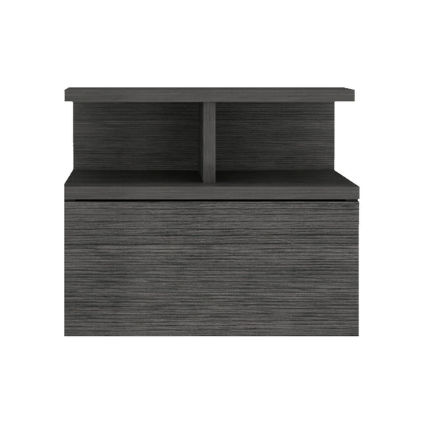 English Elm Adele Wall-Mounted Nightstand with Drawer and Open Shelves — Space-Saving Modern Storage Solution Brown 18.1 L x 17.3 W x 3.9 H B070P173190