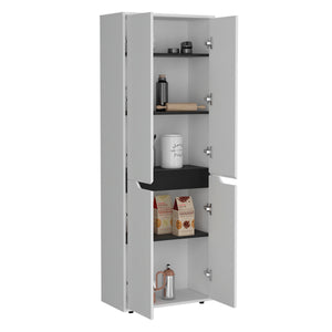 English Elm Herrin Modern Multicolor Kitchen Pantry Cabinet, 4 Doors 5 Shelves, Slim 66.9"H x 23.6"D Storage Solution B070P173176