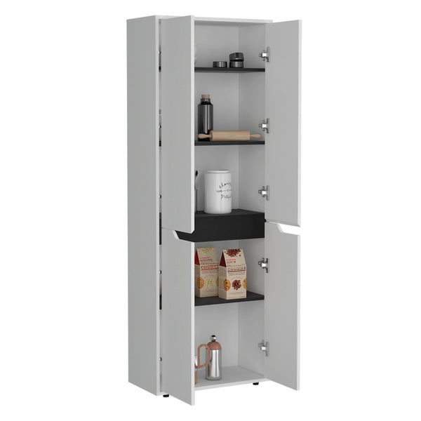 English Elm Herrin Modern Multicolor Kitchen Pantry Cabinet, 4 Doors 5 Shelves, Slim 66.9"H x 23.6"D Storage Solution B070P173176